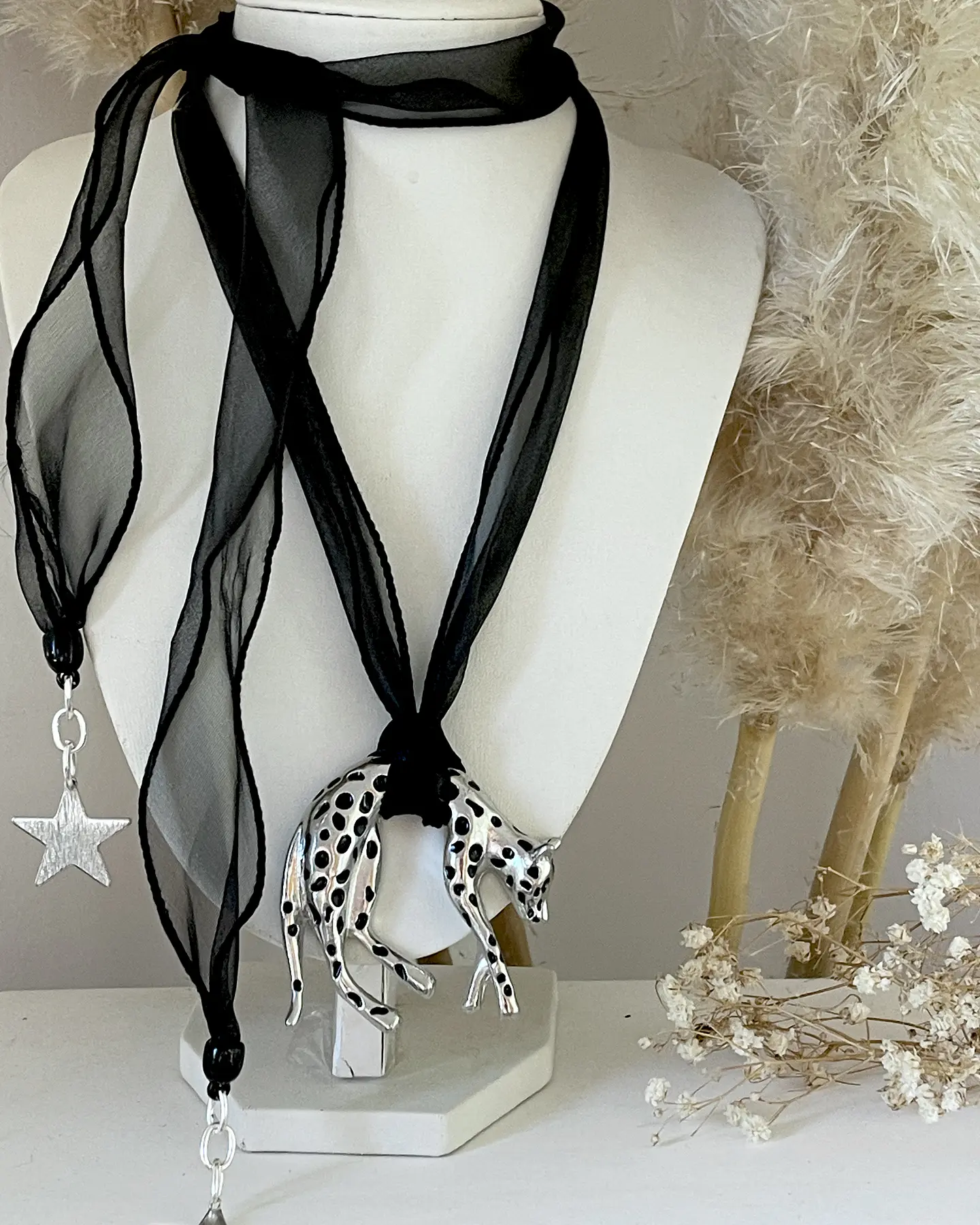 Choker Leopardo Organza Silver 6