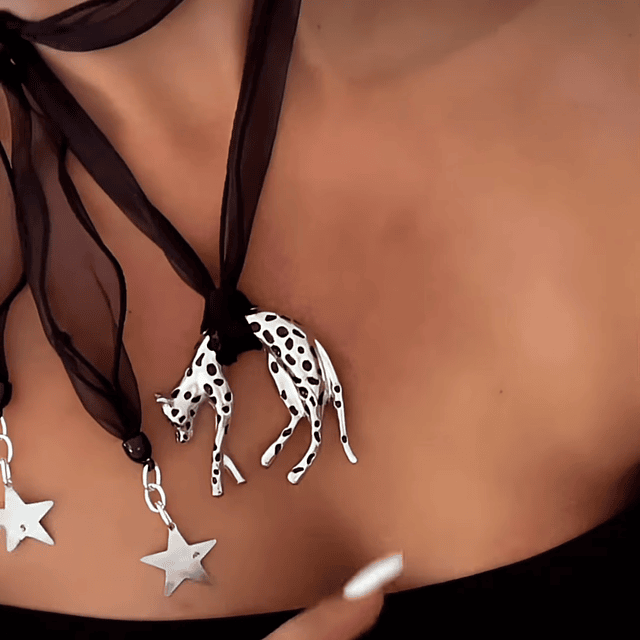 Choker Leopardo Organza Silver