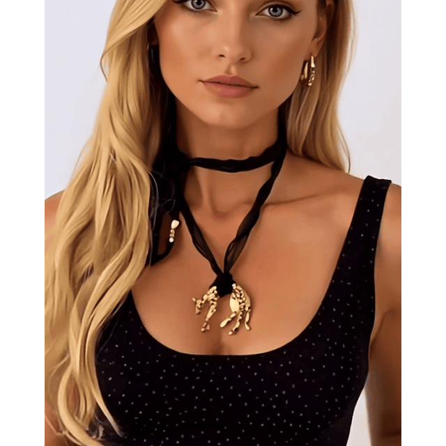 Choker Leopardo Organza Gold 