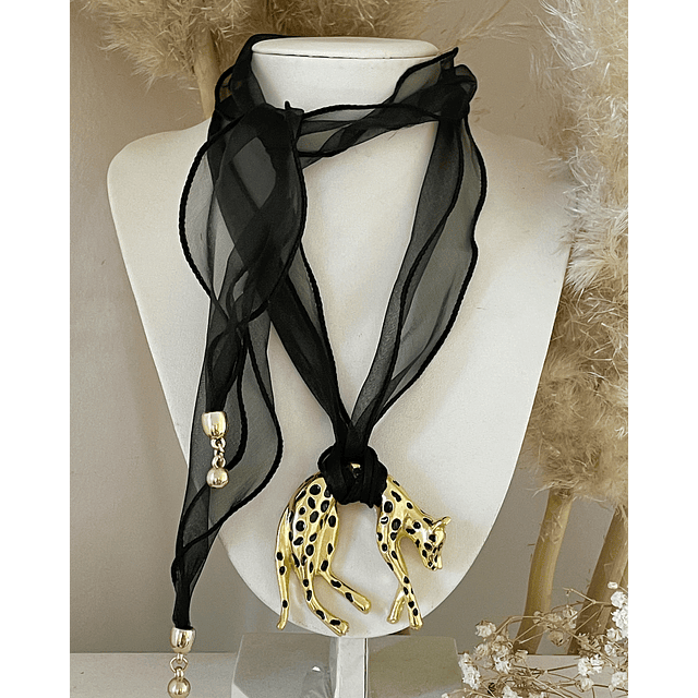 Choker Leopardo Organza Gold 