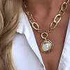 Collar Maxi medallón Nácar Maxi Eslabones Gold
