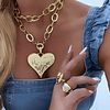 Collar XL maxi Corazon y eslabones martillados gold