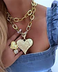 Collar XL maxi Corazon y eslabones martillados gold - Miniatura 3