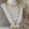 Collar XL maxi Corazon y eslabones martillados gold
