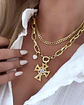 Collar Cruz con Maxi eslabones punto de luz gold - Miniatura 1