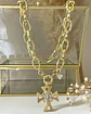 Collar Cruz con Maxi eslabones punto de luz gold - Miniatura 2
