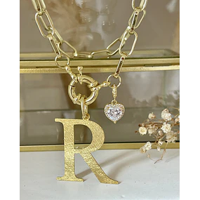 Collar Inicial R con punto de luz Gold