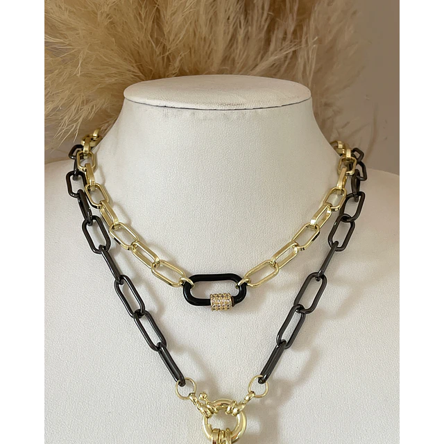 Dúo de Collares Black Heart Spirit + choker gold