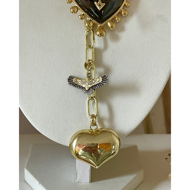 Dúo de Collares Black Heart Spirit + choker gold