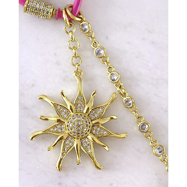 Collar Sol Corazón Pink Multidije Gold