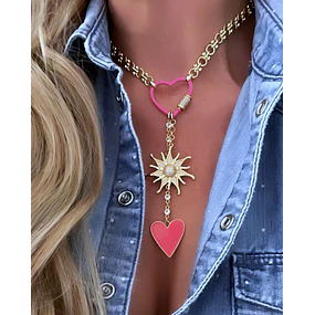 Collar Sol Corazón Pink Multidije Gold