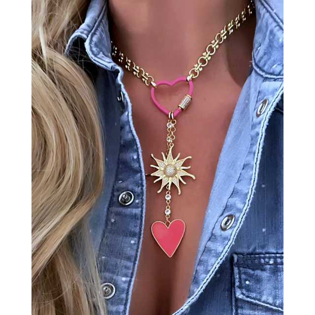 Collar Sol Corazón Pink Multidije Gold