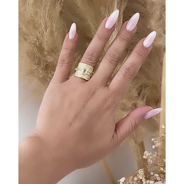 Anillo Verona con Cintillo de Cristales y circones gold-