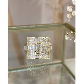 Anillo Verona con Cintillo de Cristales y circones gold-