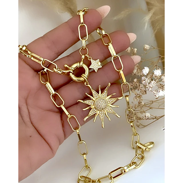 Collar Sol Circones Punto de luz Gold