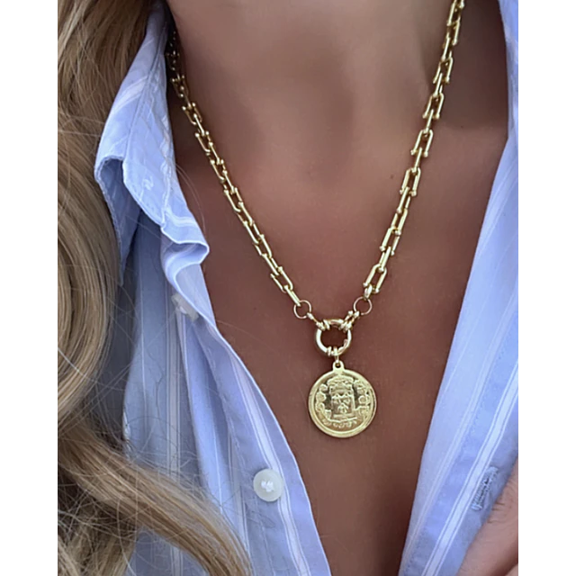 Collar Moneda Francesa Eslabones Tiffany gold 