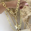 Collar XL Estrella Martillada Conector Corazón Gold