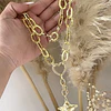 Collar XL Estrella Martillada Conector Corazón Gold