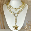 Collar XL Estrella Martillada Conector Corazón Gold