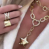 Collar XL Estrella Martillada Conector Corazón Gold