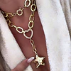 Collar XL Estrella Martillada Conector Corazón Gold