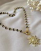 Collar Sol Circones Cadena cristales negros facetados  - Miniatura 1