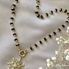 Collar Sol Circones Cadena cristales negros facetados 