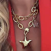 Collar XL Maxi Estrella Martillada y estrella cuarzo cristal gold