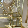 Collar XL Maxi Estrella Martillada y estrella cuarzo cristal gold