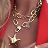 Collar XL Maxi Estrella Martillada y estrella cuarzo cristal gold