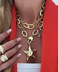 Collar XL Maxi Estrella Martillada y estrella cuarzo cristal gold - Miniatura 7