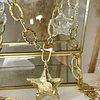 Collar XL Maxi Estrella Martillada y estrella cuarzo cristal gold