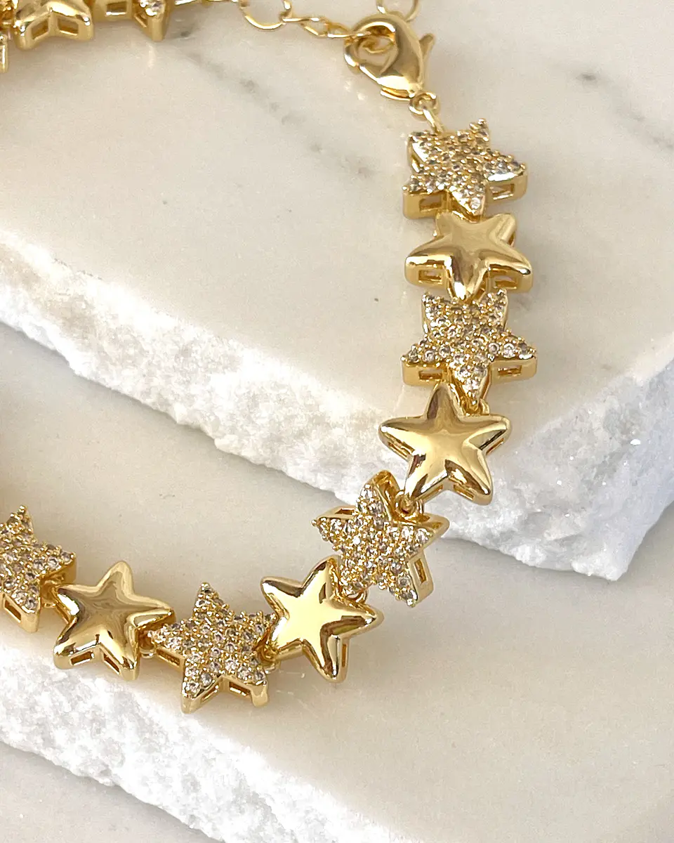 Pulsera Estrellas Circones Gold 4