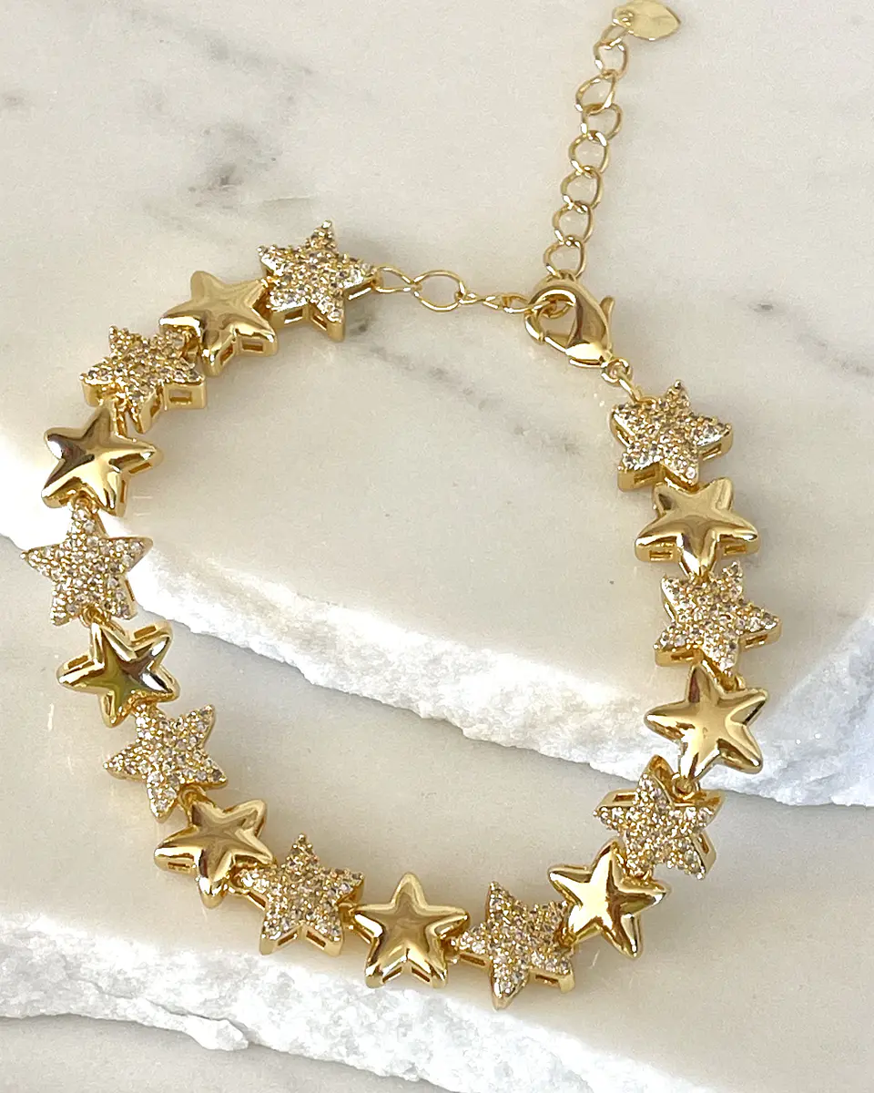 Pulsera Estrellas Circones Gold 3