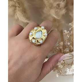 Maxi Anillo Macizo Perlas Modelo Italiano Gold