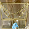 Collar Maxi Caracola Blue Perlas Gold