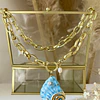 Collar Maxi Caracola Blue Perlas Gold