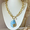 Collar Maxi Caracola Blue Perlas Gold