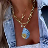 Collar Maxi Caracola Blue Perlas Gold
