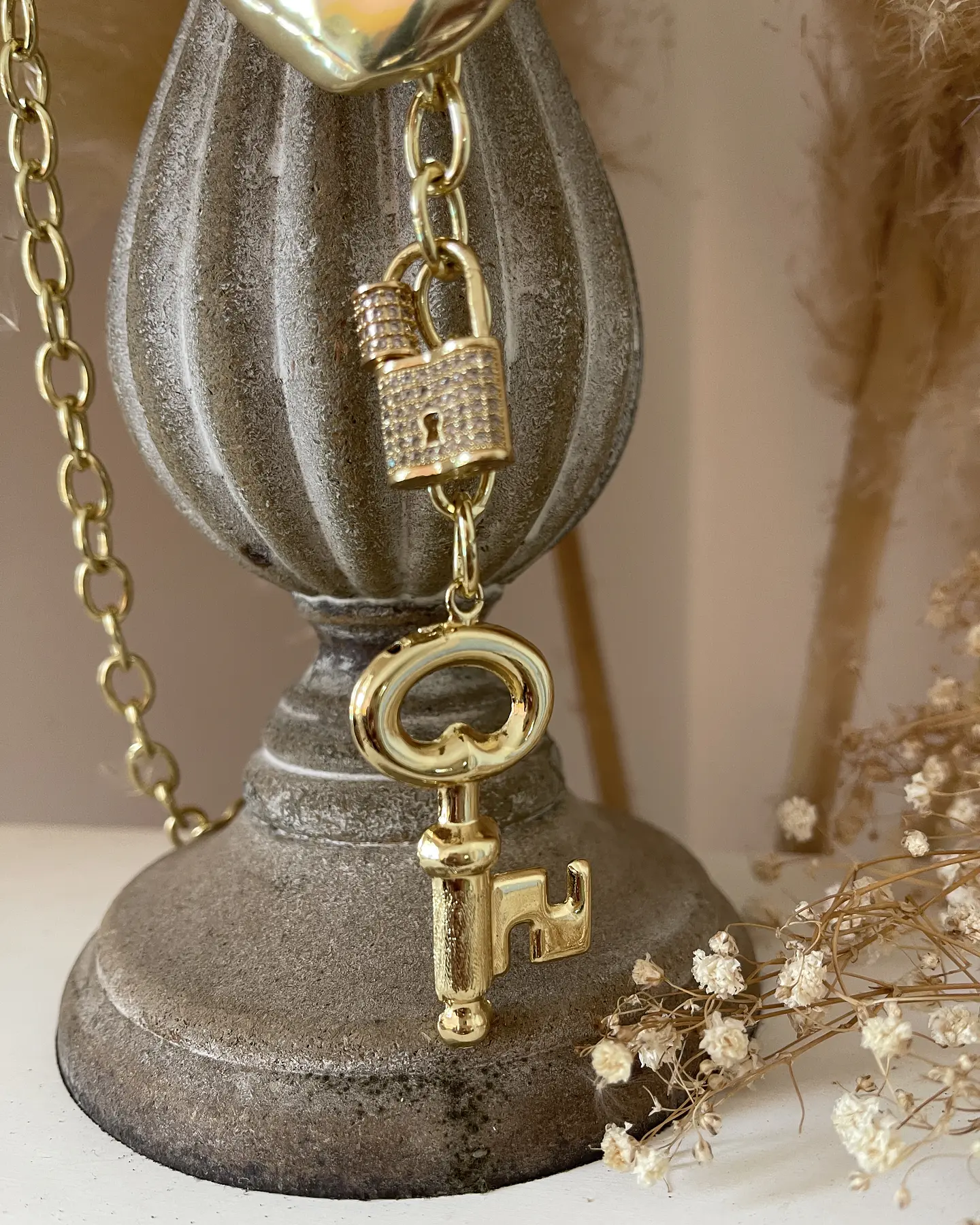 Collar Maxi Candado Llave Eslabones ovalados Gold 6