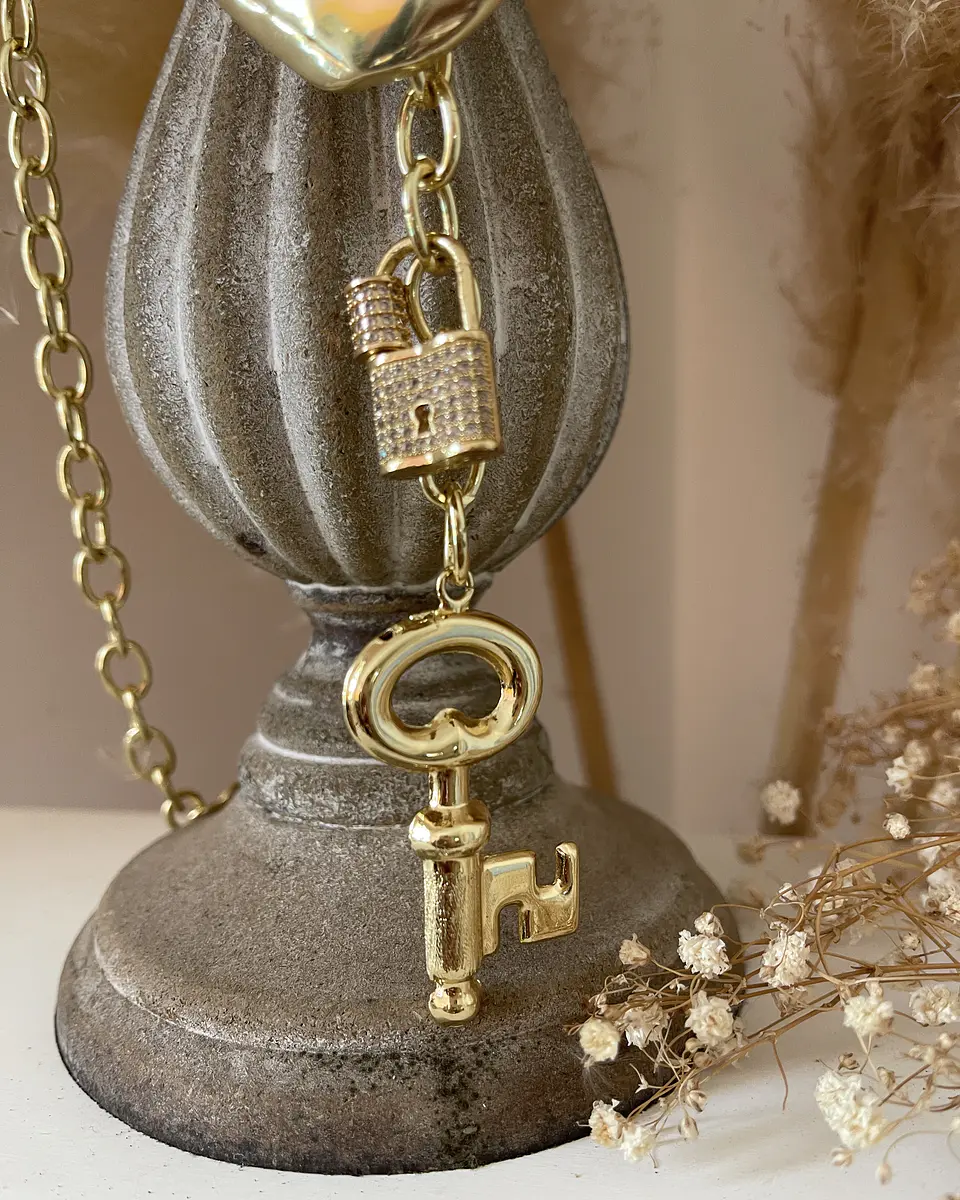 Collar Maxi Candado Llave Eslabones ovalados Gold 6