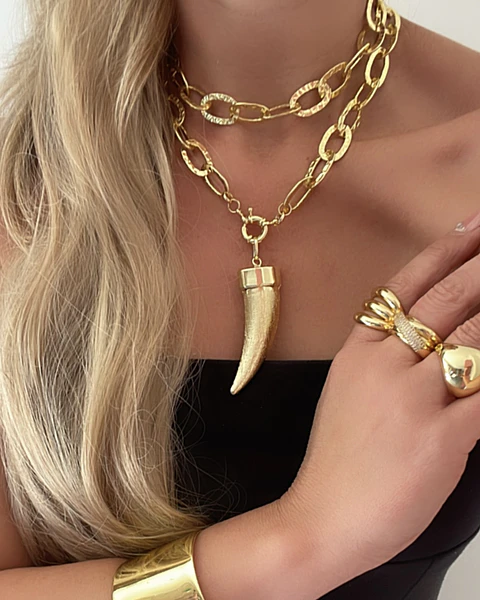 Collar XL Maxi Cacho Maxi Eslabones Martillados Gold