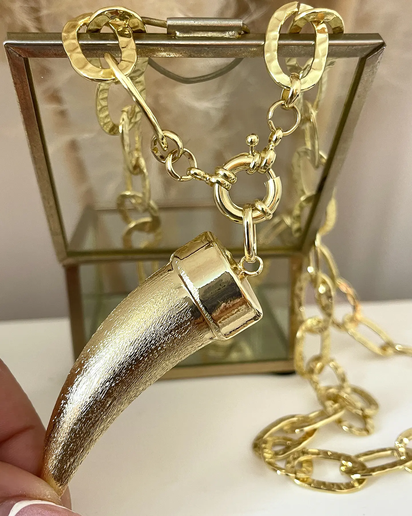 Collar XL Maxi Cacho Maxi Eslabones Martillados Gold 9