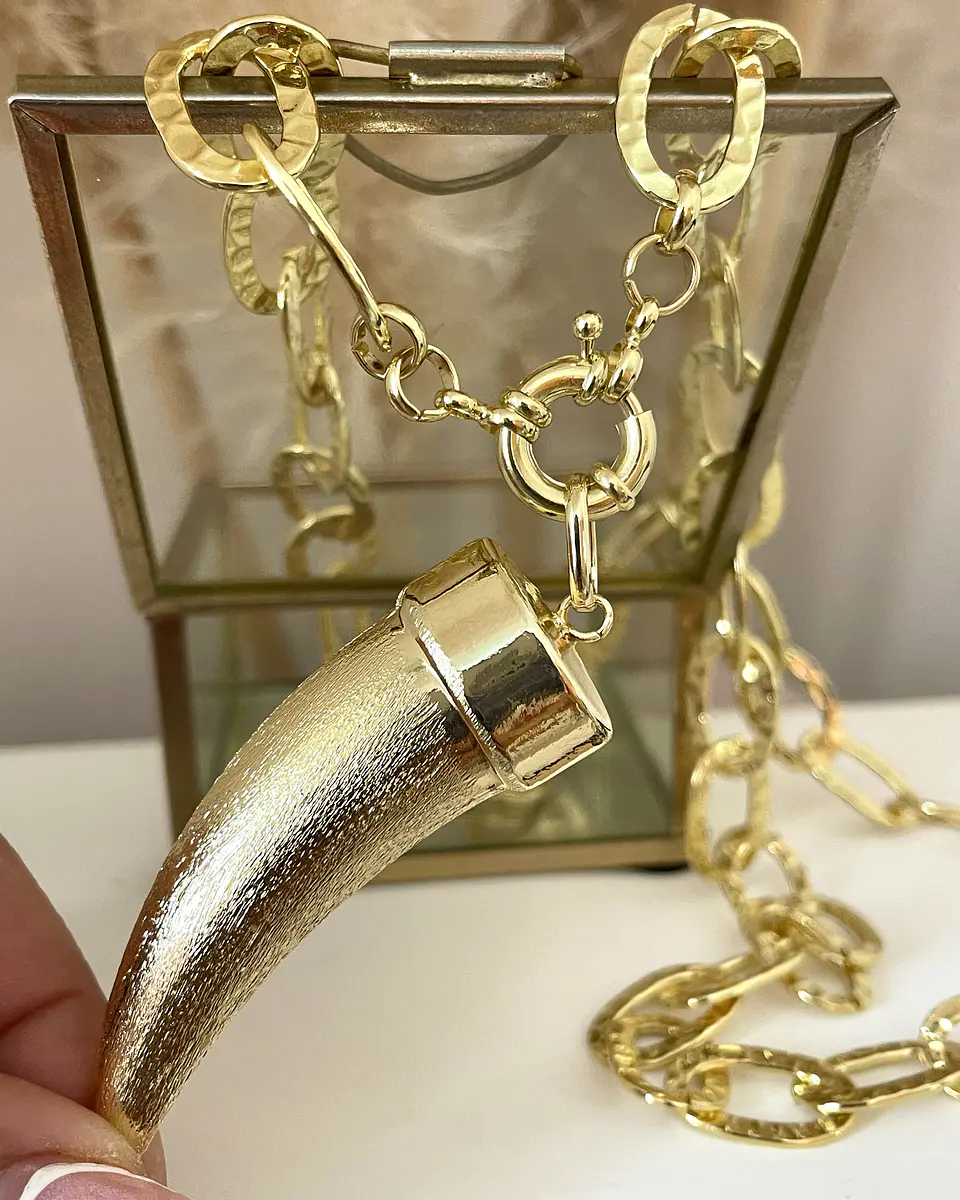Collar XL Maxi Cacho Maxi Eslabones Martillados Gold 9