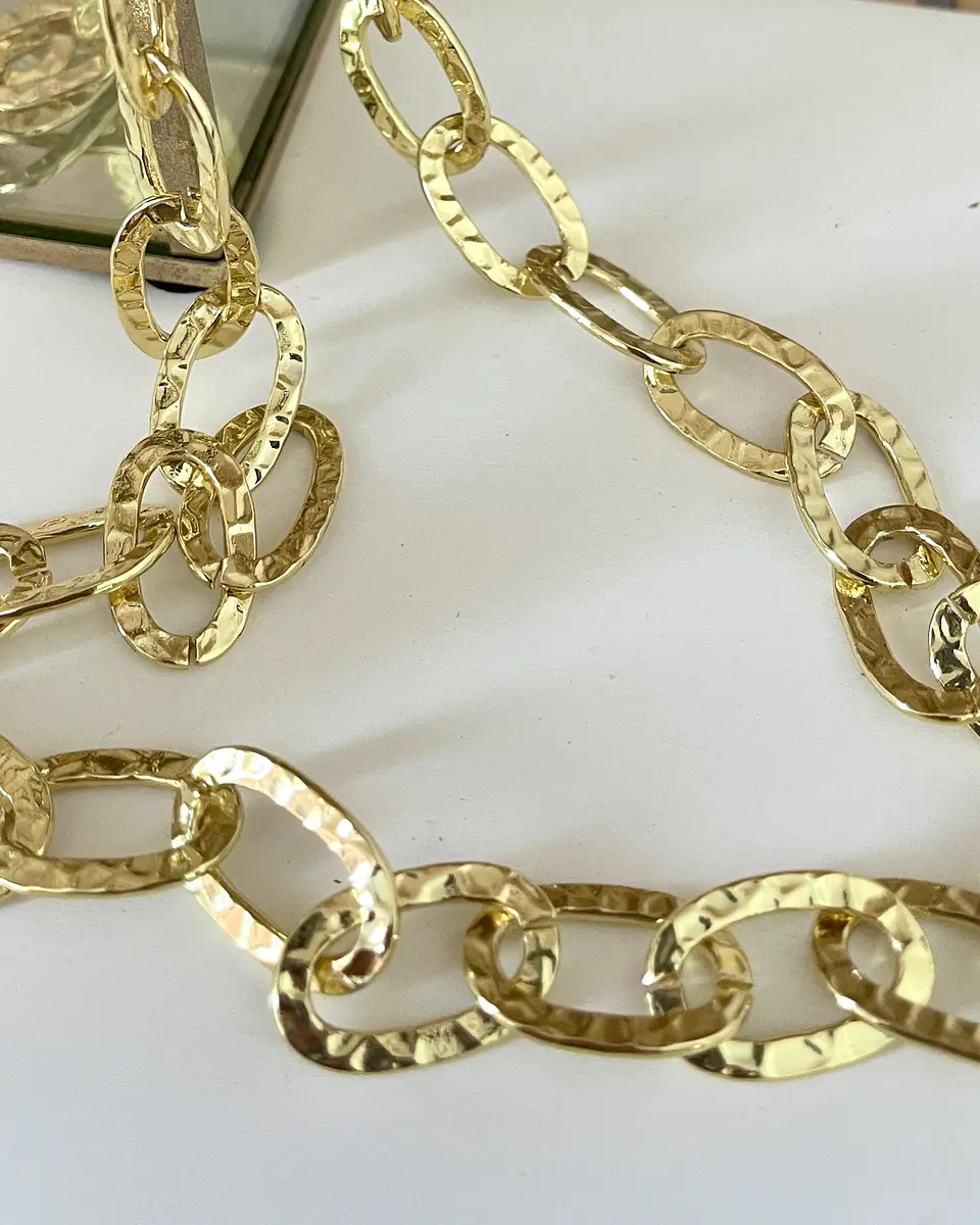 Collar XL Maxi Cacho Maxi Eslabones Martillados Gold 11