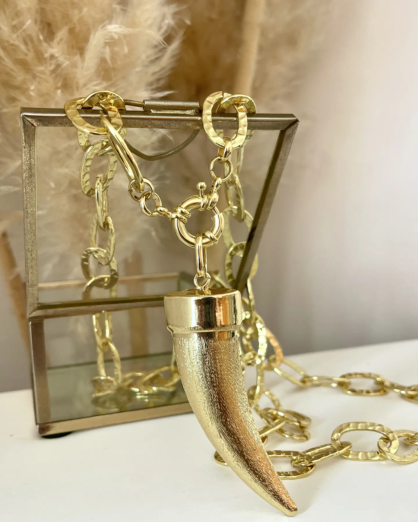 Collar XL Maxi Cacho Maxi Eslabones Martillados Gold 13