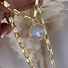 Collar Medalla San Benito Reversible Eslabones rectangulares gold