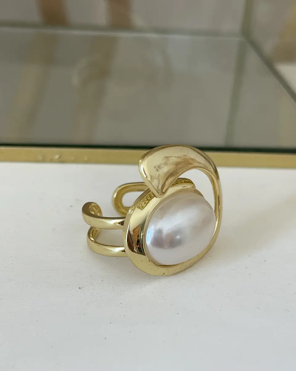 Maxi Anillo Perla Elipse Gold 6