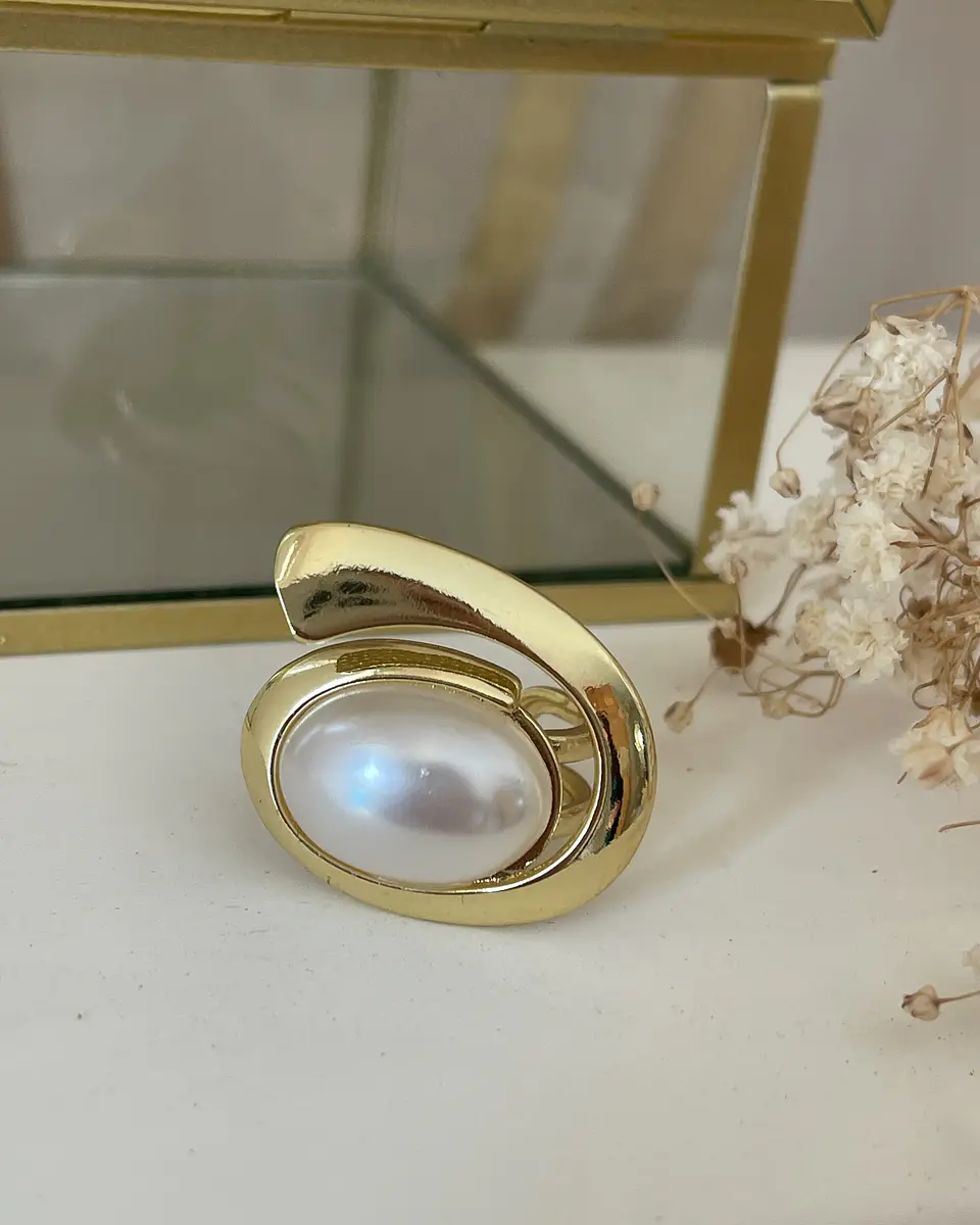 Maxi Anillo Perla Elipse Gold 3