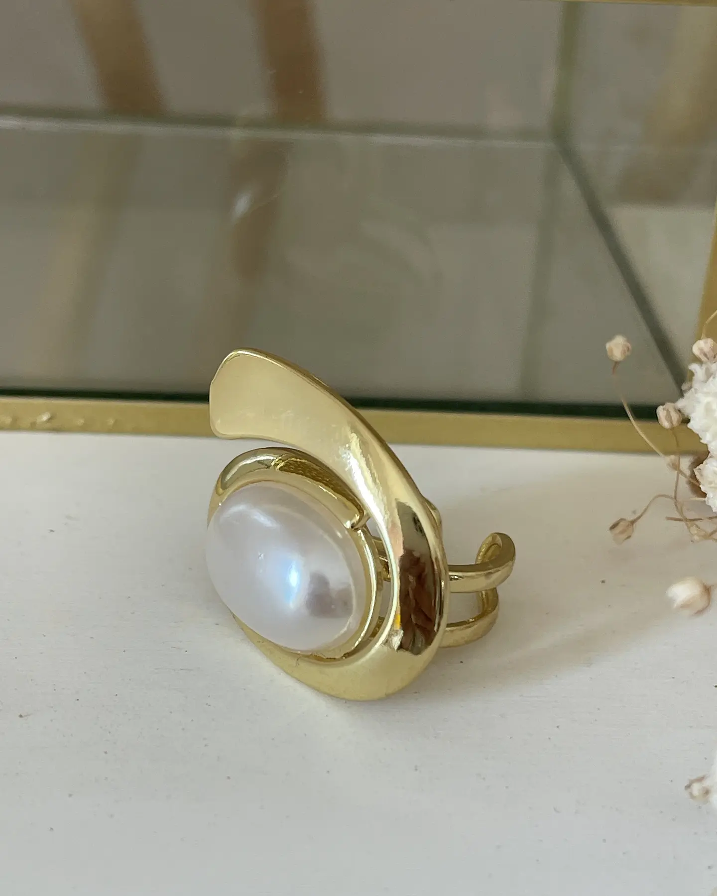 Maxi Anillo Perla Elipse Gold 5
